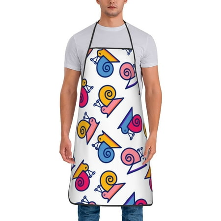 

Adjustable Bib Apron - Colorful Snails Waterdrop Resistant Cooking Apron Kitchen Aprons for Men Women