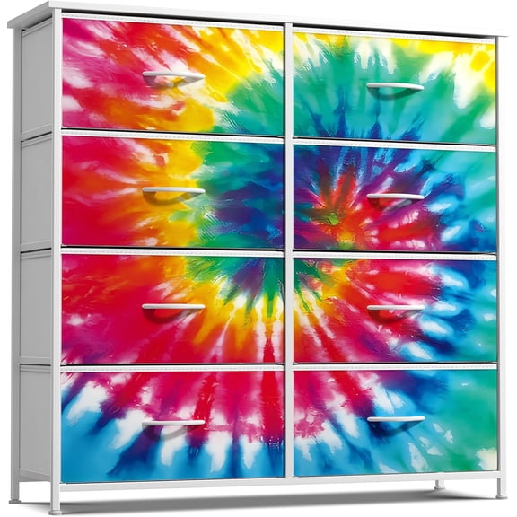 Eleanor Grace Kids Dresser with 8 Drawers - Storage Unit Organizer Chest for Clothes - Bedroom, Kids Room, Nursery, & Closet (Tie-Dye, 31.5 x 12 x 32-8 Drawer)