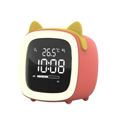 

Cartoon Mini Alarm Clock Student Silent Bedroom Night Light Kids Digital Lighting Table Lamp Type 4