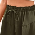 thumbnail image 4 of Hontri Womens Shorts Womens Shorts 2025 Summer Drawstring Ruffle Elastic High Waist Solid Color Casual Beach Shorts with Pockets Shorts for Women, 4 of 6