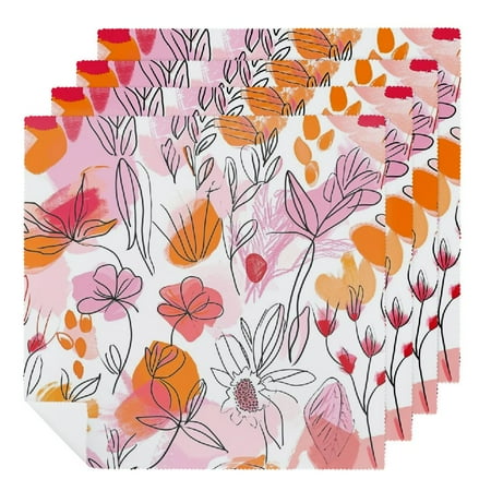 

QCPP Rich and Colorful Small Floral Fragments Cloth Napkins Polyester Washable Napkins for Gift Party Dinner Decoration Kitchen 4 PCS