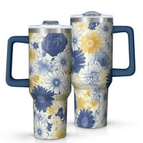 OBREWU Pioneer Flower Tumbler with Handle and Lid,Pioneer Flower 40oz Double Wall Vacuum Insulated Tumbler,Cups Gift for Women and Men