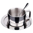 thumbnail image 1 of Yuarrent Taza de café de acero inoxidable, platillo, cuchara, juego de tazas de café de doble pared Juegos de servir café y té Yuarrent HA033223-00, 1 of 6