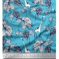 thumbnail image 1 of Soimoi Blue Poly Georgette Fabric Leaves,Grapes & Giraffe Animal Print Fabric by The Yard 52 Inch Wide, 1 of 1