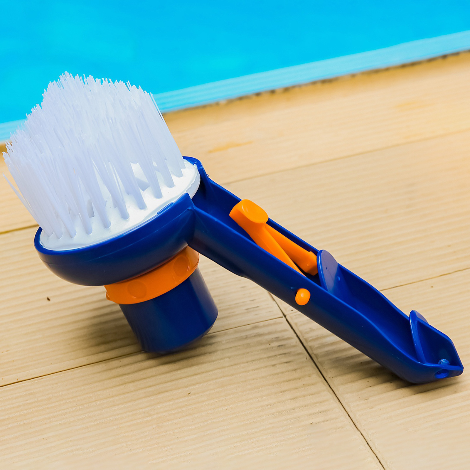 Vnanda Corner and Step Pool Round Brush, Pool Step and Corner Brush, 180 Degree Rotation Handle