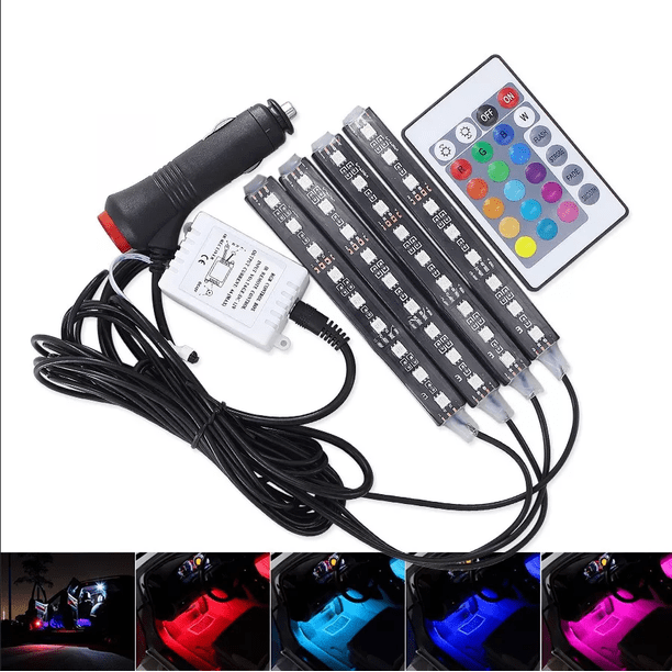 Tira de luces LED para coche LYD RGB, lámparas LED de ambiente, luz interior para coche con control remoto de 12V LYD Todos