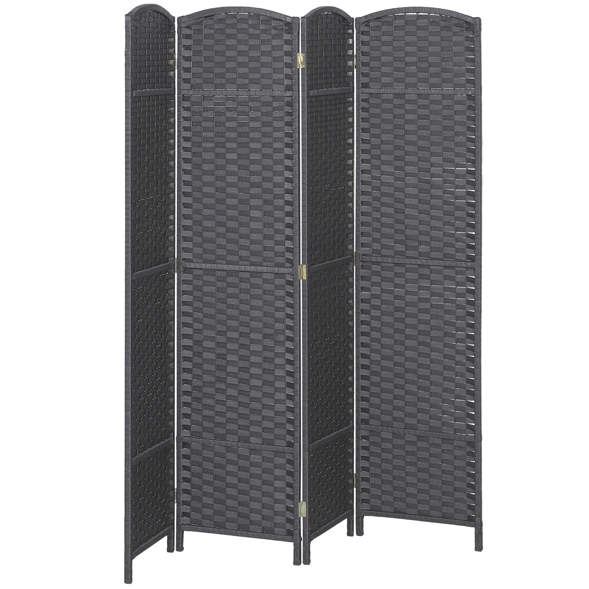 HOMCOM Room Divider, 4 Panel Folding Privacy Screen, 5.6' Tall Freestanding Partition for Home Office, Bedroom, Charcoal Gray