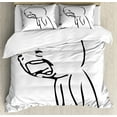 thumbnail image 1 of Humor Decor King Size Duvet Cover Set, Sad Guy Upset Crying Popular Rage Comic Generator Style Online Emoji Print, Decorative 3 Piece Bedding Set with 2 Pillow Shams, Black White, by Ambesonne, 1 of 3
