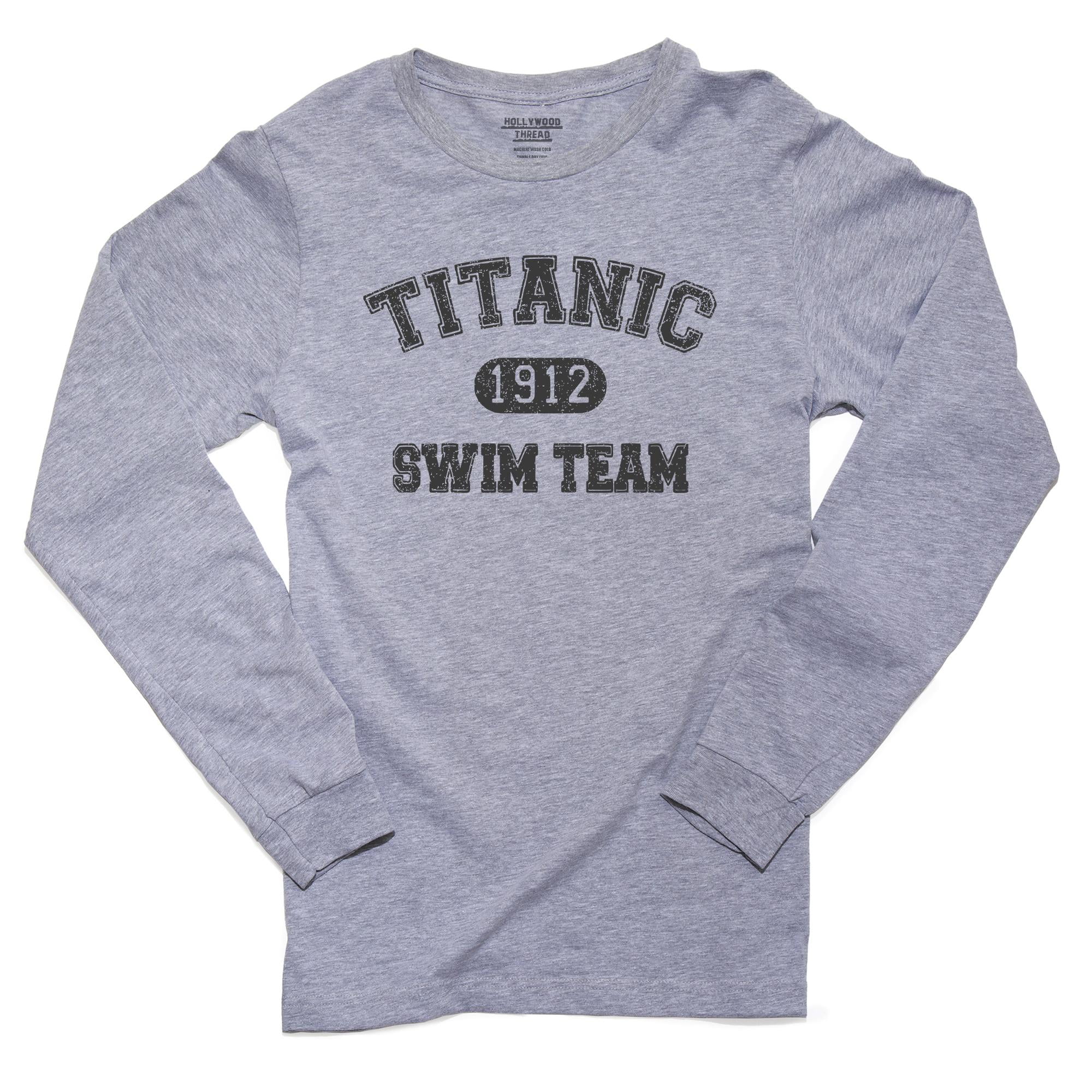 Hilarious Titanic Swim Team 1912 Graphic Swimming Men's Long Sleeve Grey  T-Shirt 