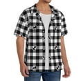 thumbnail image 2 of Kdxio Men's Hawaiian Shirt for Men Short Sleeve Shirt Black Tartan Plaid Summer Casual Holiday Beach Button Down T-Shirts, 2 of 7
