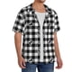 thumbnail image 2 of Fotbe Black Tartan Plaid Camisa Estampada de Manga Corta para Hombre, Casual de Verano, Estilo Playero, Sin Arrugas-3X-Large, 2 of 5