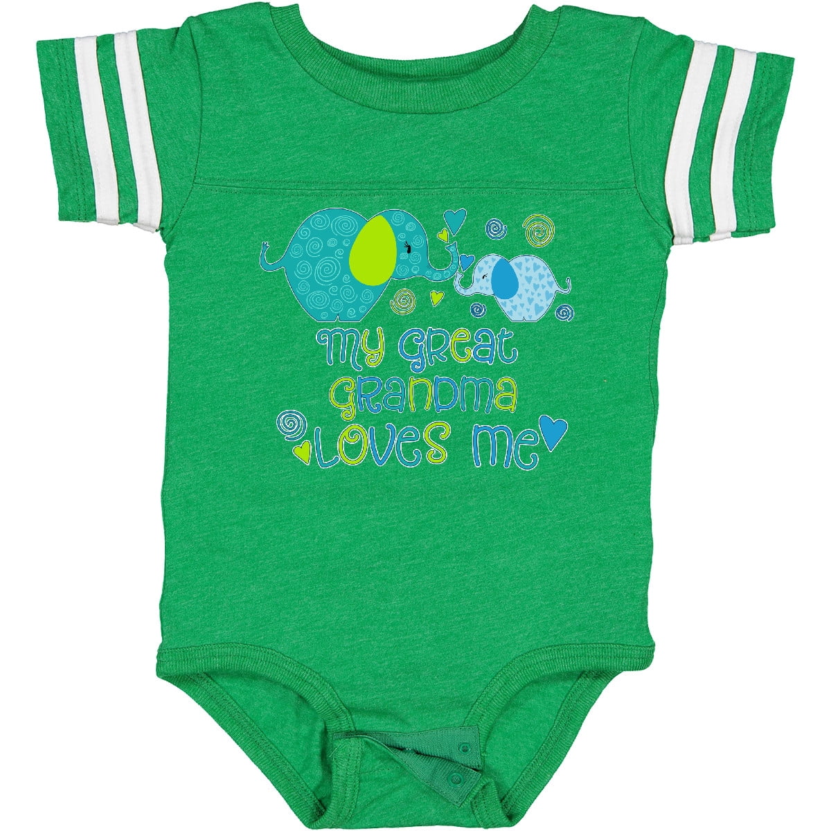Inktastic My Great Grandma Loves Me Cute Elephants Boys or Girls Baby Bodysuit