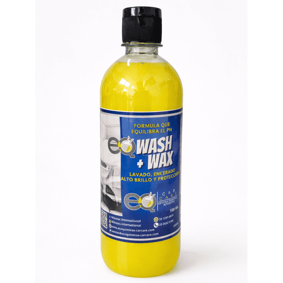 EQ Wash + Wax Shampoo con Cera para Auto 500 ml | Shampoo Automotriz para Lavado y Protección de Pintura