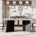 thumbnail image 3 of Dining Table for 6-8 People - 63" Modern Long Kitchen Table with Large Tabletop & Pedestal Legs, Dinner Table for Kitchen, Conference Room, Home, Grey & Black, 3 of 8