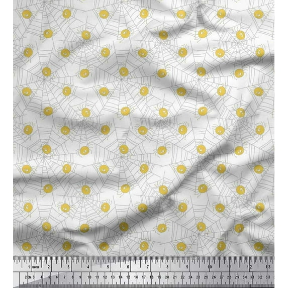 Soimoi Cotton Voile Fabric Web & Spider Halloween Decor Fabric Printed Yard 42 Inch Wide