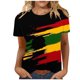 thumbnail image 1 of Tops de Manga Corta para las Mujeres de Ajuste Suelto, Día de la Independencia Negro Impreso, Cuello Redondo Suelto Superior, 1 of 5
