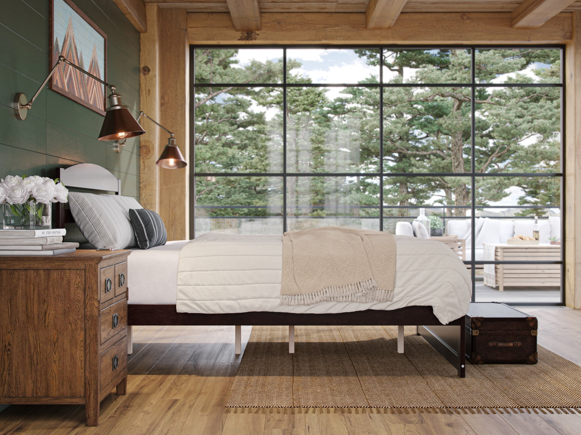 AFI Warren 14" Full Wood Platform Bed Frame with Headboard and Footboard, Espresso