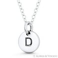 thumbnail image 3 of Initial Letter "D" Engraved Tiny 11x8mm (0.4"x0.3") Circle Pendant & Chain Necklace in .925 Sterling Silver, 3 of 3