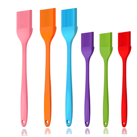 CNDRLEF 6-Pack Silicone Basting Brushes (3 Large & 3 Small), Heat Resistant Up to 480°F, Food Grade One-Piece Pastry Brushes for Baking, BBQ, Cooking, Basting Sauce, Oil, Marinade
