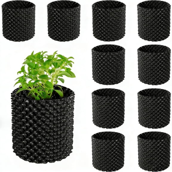 10 Pack 2 Gallon Self-Planting Air Pruning Pots, Plastic Nursery Pots with Handles and Bases, 7.8'' x 8.7'' Containers for Vegetable, Fruit & Gardening