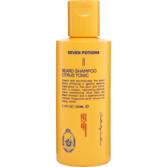 SEVEN POTIONS Champú para barba para hombres - Lavado de limpieza suave para una barba fresca sin picazón - Fórmula vegana natural (Tónico cítrico 3.4 onzas líquidas)