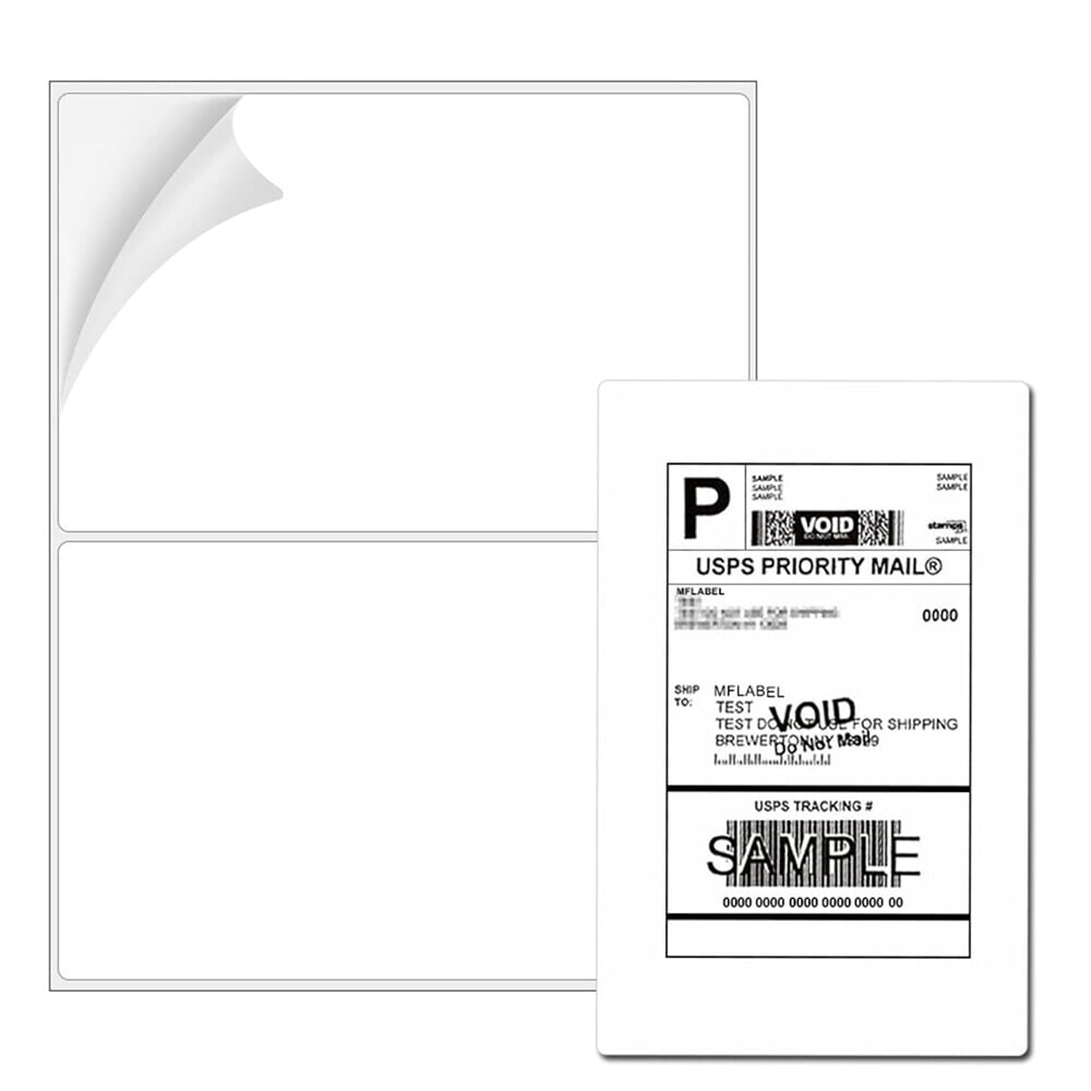 MPRT 500 Half Sheet Label Self Adhesive Shipping Labels, 8.5" x 5.5" Round Corner Mailing Address Blank Labels for Laser & Inkjet Printers (Total 500 Labels = 250 Sheets)