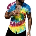 thumbnail image 2 of Gamivast Mens Shirts Casual Stylish Cloud Tie Dye Print Short Sleeve Shirts Lapel Vacation Shirts Button Down Abstract Pattern Beach Party Travel, 2 of 6