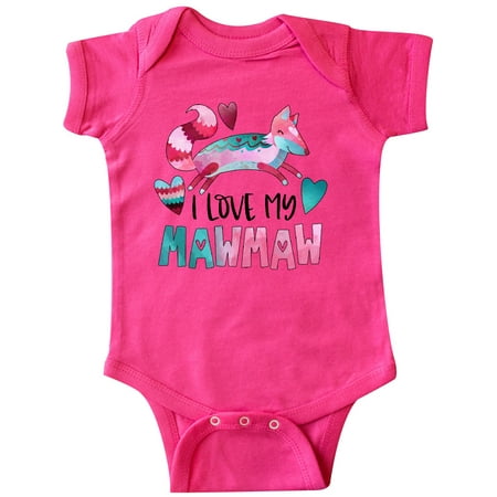 

Inktastic I Love My Mawmaw Pink and Blue Fox with Hearts Gift Baby Boy or Baby Girl Bodysuit