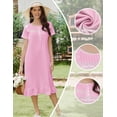 thumbnail image 2 of Ekouaer Victorian Nightgowns for Women Soft Long Button Night Gowns Comfy House Dresses with Pockets Short Sleeve Sleep Shirts, 2 of 6
