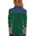 thumbnail image 6 of 3/4 Length Sleeve Womens Tops Velvet Denim Patchwork Lapel Collar Button Down T Shirts Womens Casual Plus Size Loose Fits Comfy Velour Three Quarter Sleeve Shirt, 6 of 7