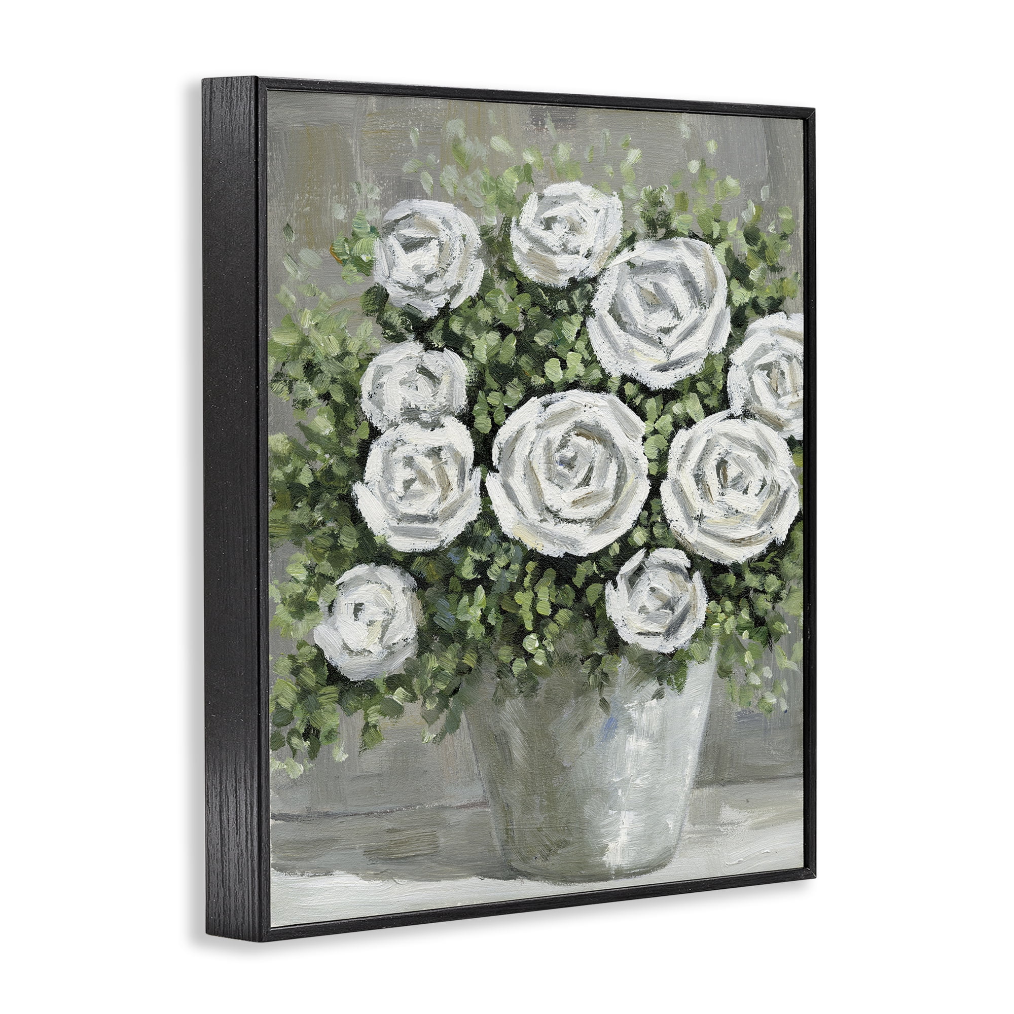 Stupell Industries Potted Ranunculus Blooms Botanical & Floral Painting Black Framed Art Print Wall Art, 24 x 30