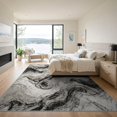 thumbnail image 3 of ODIKA 9'x12' Washable Area Rug Swirl Veined Flow Streaks Symmetrical Motif Vein Border Abstract Flowing Dynamic for Dining Room, Basement, Large Office, Non-Slip Chair-Friendly, 3 of 7