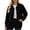 Black, variant on Women's Corduroy Cropped Shacket Jacket Lapel Collar Button Down Long Sleeve Pocket Short Coat