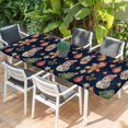 thumbnail image 2 of Navy Blue Christmas Table Cloths for 8 Foot Rectangle Tables, Xmas Tree Balls Snowman Gingerbread Patio Waterproof Elastic Fitted Tablecloths, Washable Rectangular Table Cover for Camping, 2 of 8