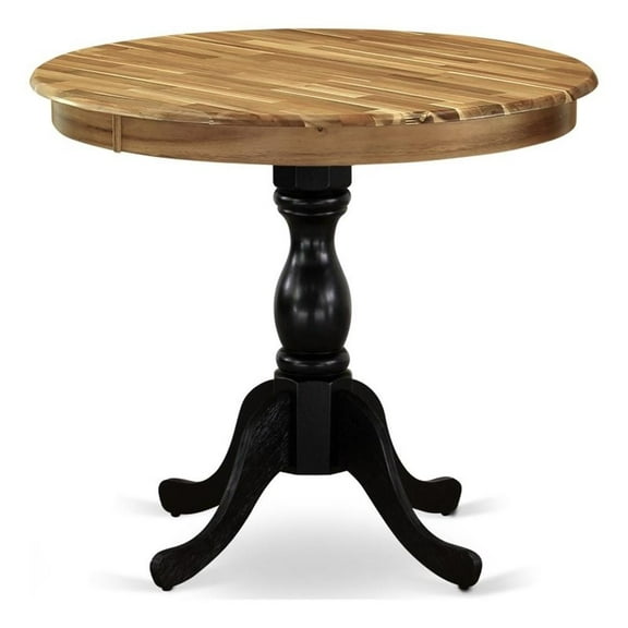 Pemberly Row Dining Table for Compact Space-Natural Top & Black Pedestal