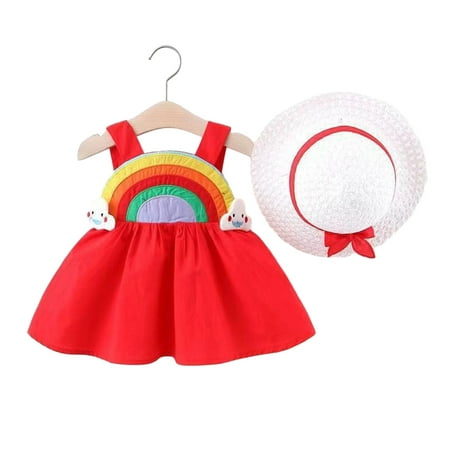 

YTDSCS Baby Newborn Halter Sling Dress for Girls Summe Colorful Beach Sundress Girls Sleeveless Dresses 6 Months-3 Years
