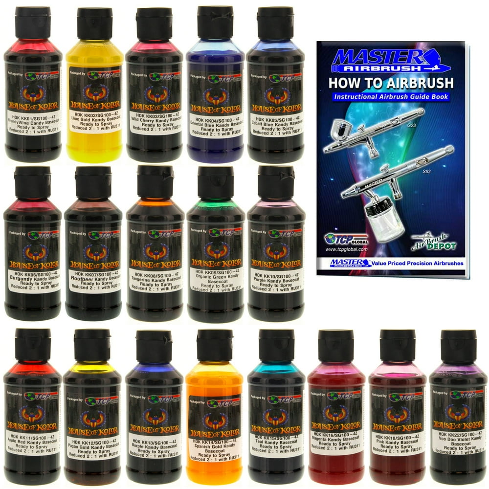 House of Kolor 4oz 18 COLOR KIT ReadytoSpray KANDY Basecoat Paint