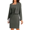 thumbnail image 4 of Business Blazer Dress Suit Sets for Women Casual Long Sleeve Blazer and Sleeveless Dresses Work Office Outfits L Grey, 4 of 5