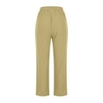 thumbnail image 5 of JINMGG Womens Plus Size Pants Women Solid Cotton Linen Ankle-Length Pants Pokets Casual Elastic Trousers Long Pants Trousers Khaki XXL, 5 of 8