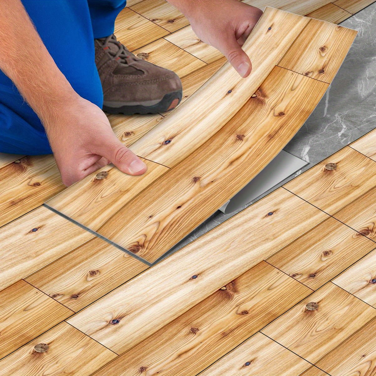 AsdQ Peel and Stick Vinyl Flooring Tiles, Self Adhesive Vinyl Floor Tiles Wood Plank Flooring (15.7 in x 5.9 in)