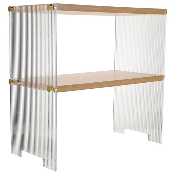 NUOLUX 1Pack Wood Display Shelf for Kitchen Countertop Organizer Minimalist Design 34.0X11.8X5.9In