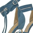 thumbnail image 3 of YDN Women Pointed Open Toe Zipper Tassel Sandals Ankle Buckle Strap Metal Stiletto High Heels Dressy Party Daily Dress Shoes Size 7 Denim Blue, 3 of 3
