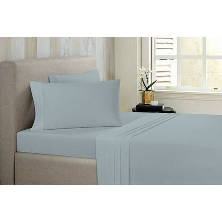 Bibb Home Antimicrobial 4 Piece Solid Sheet Set - 6 Colors - Aqua - Queen