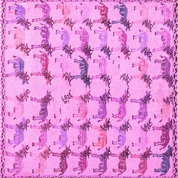 Ahgly Company Indoor Square Abstract Pink Modern Area Rugs, 4' Square