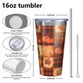 thumbnail image 4 of 16oz Tumblers Fall Pumpkins and Autumn Leaves Pattern Stainless Steel Vacuum Insulated Double Wall Travel Tumbler Cups Mug with Lid and Straw,Cleaning Brush for Coffee,Tea, 4 of 4
