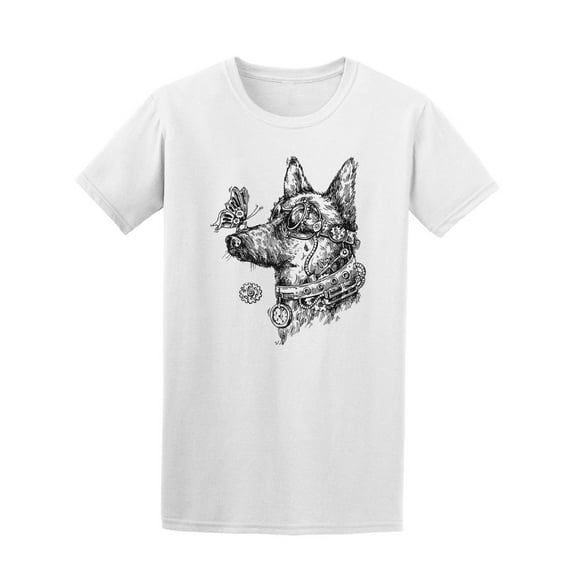 Steampunk Dog With Butterfly T-Shirt Men -Image by Shutterstock, Male x-Large