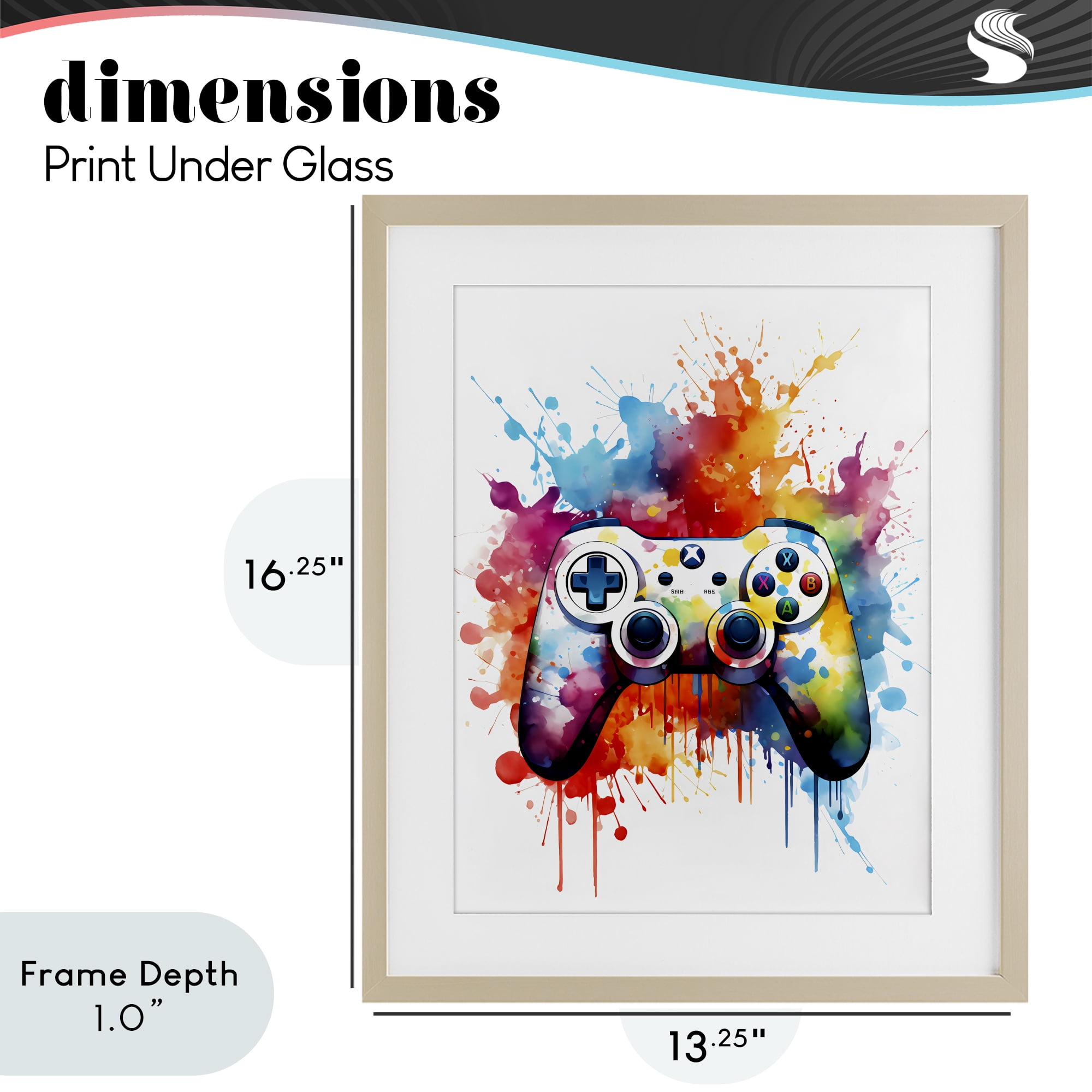 Stupell Industries Color Burst Game Controller Birch Framed Print Under Glass, design by Creative Studio