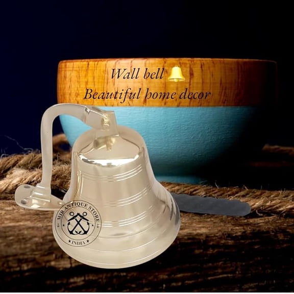 6-Inch Solid Polished Brass Ship Bell – Wall Mounted Nautical Hanging Bell – Heavy-Duty Marine Bell – Indoor & Outdoor Use – Gift for Maritime Enthusiasts