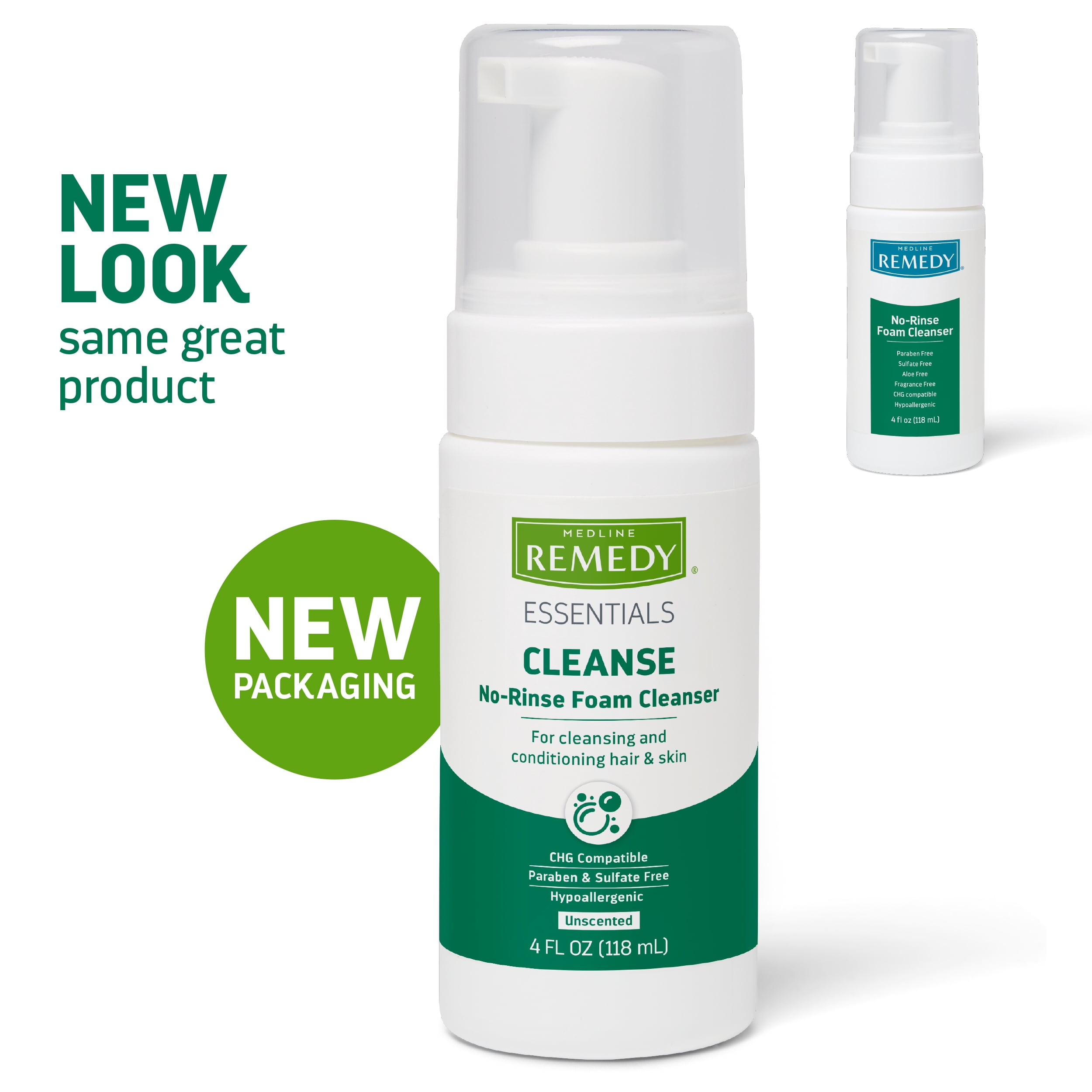 Medline Remedy Essentials No-Rinse Foam Cleanser (4 oz Bottle), Pack of 24