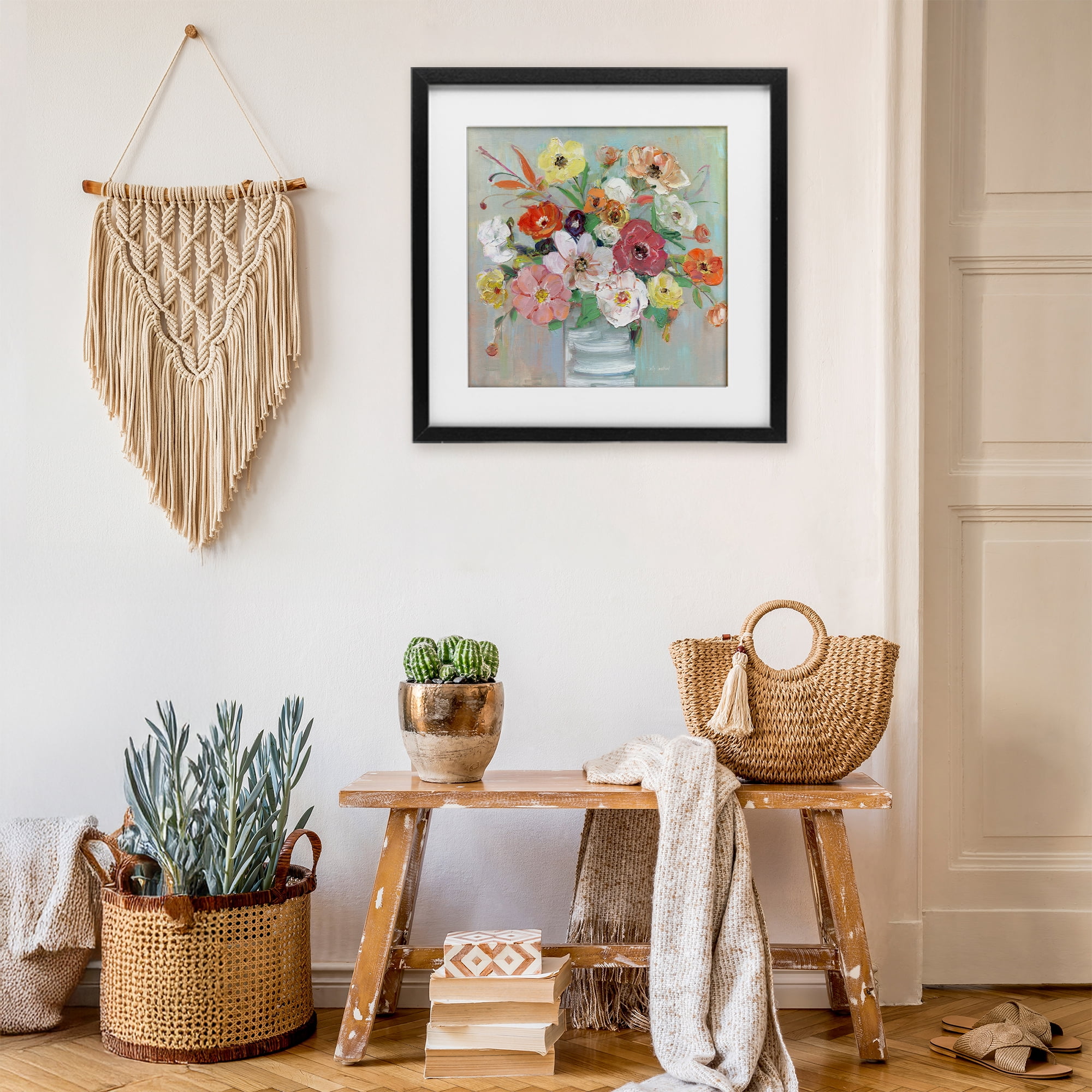 Stupell Industries Energetic Blossom Bouquet Black Framed Print Under Glass, design by Sally Swatland